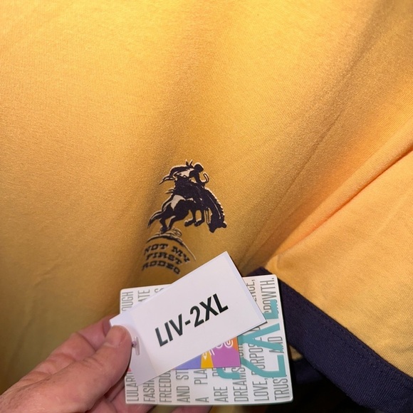 Lularoe Liv 2X yellow T shirt. “Not My First Rodeo” NWT. Dark purple ringer. - Picture 5 of 7